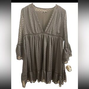 Oliviaceous Black Sheer Boho Flowy dress Embroidered Details